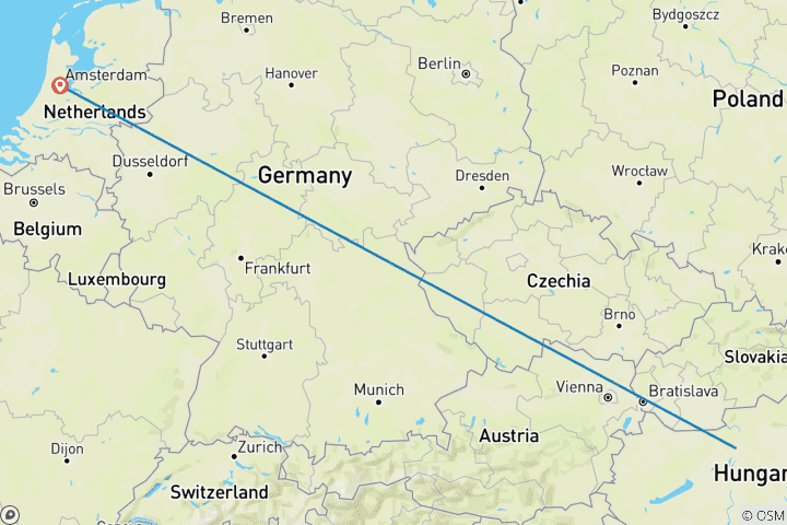 Map of Jewels of Europe 2025 - 15 Days (from Budapest to Amsterdam)