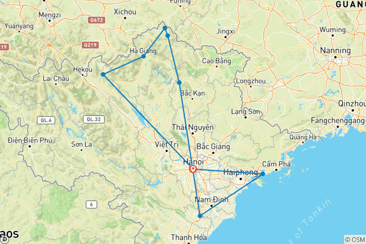 Map of 13-Day Journey Through Northern Vietnam - Private Tour