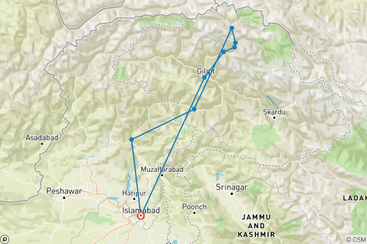 Map of Hunza Pakistan Cherry Blossom Tour