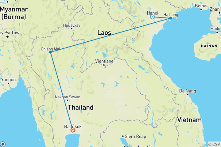Kaart van Elegante paden: 11 dagen door Vietnam & Thailand