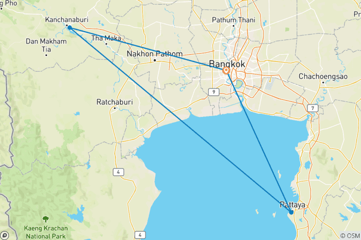 Kaart van De allure van Bangkok en Pattaya verkennen in 10 dagen - privéreis