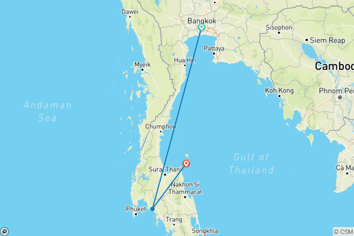 Map of 10-Day Itinerary: Bangkok, Krabi, and Samui Experiences - Private Tour