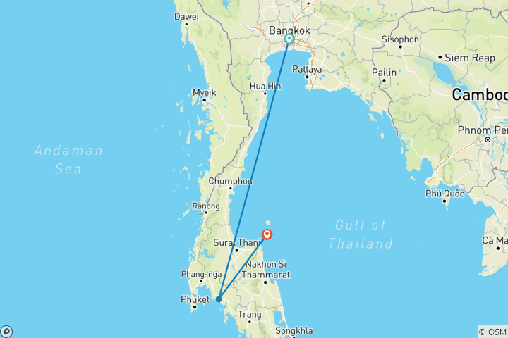 Carte du circuit Itinéraire de 10 jours : expériences à Bangkok, Krabi et Samui - Circuit privé
