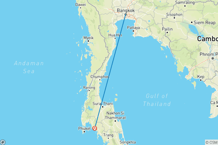 Carte du circuit Escapade romantique de 6 jours en Thaïlande - Circuit privé