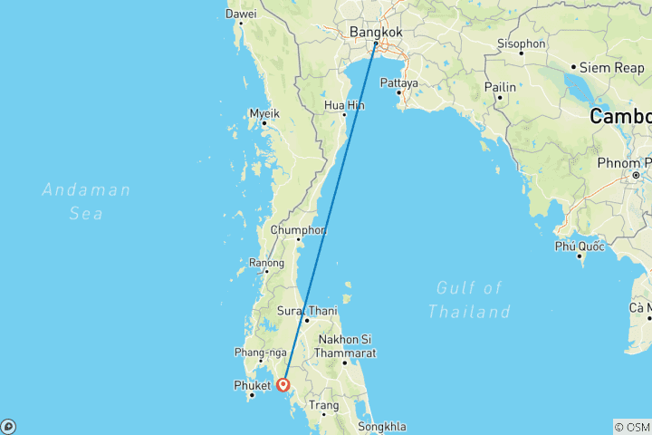Mapa de Escapada romántica de 6 días en Tailandia - Circuito privado