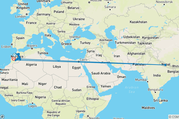 Carte du circuit GRAND TOUR DU MARROCO "AU DÉPART DE CASABLANCA" 8 JOURS