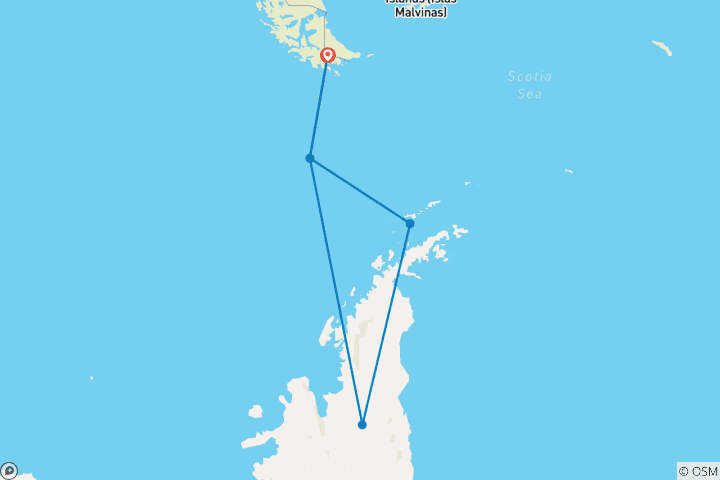 Carte du circuit MANCHOTS IMPÉRIAUX SUR L'ÎLE DE SNOW HILL - MER DEWEDELL