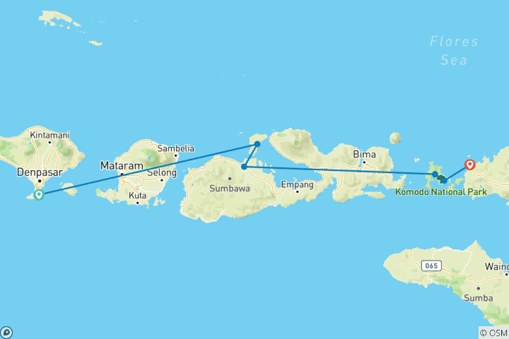 Karte von Super-Yacht-Expedition zu den Komodo-Waranen