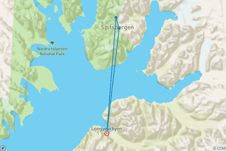Carte du circuit TOUR DU SPITZBERGEN EN PETITS BATEAUX