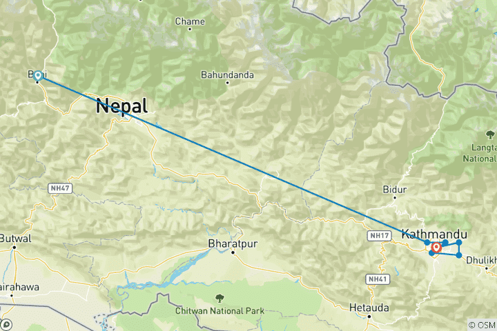 Karte von Sieben Welterbe-Tagestour durch das Kathmandutal