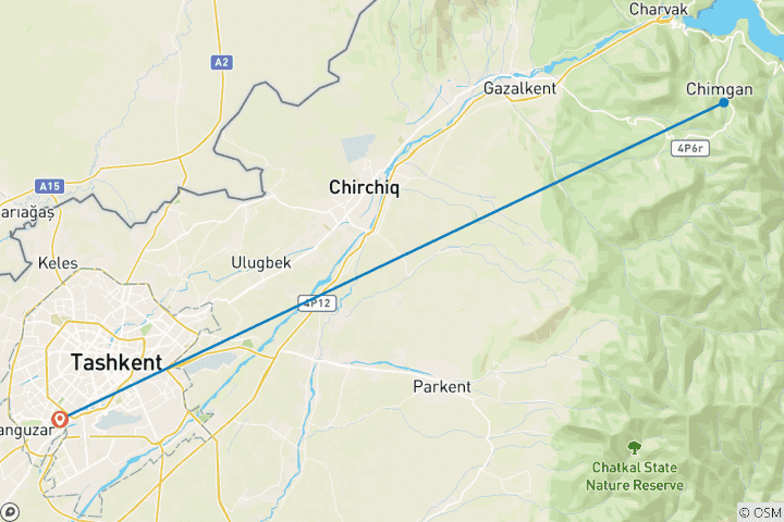 Map of 5-Day Chimgan Uzbekistan Trekking Tour