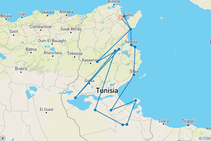 Map of Landscapes of Tunisia in  8 days