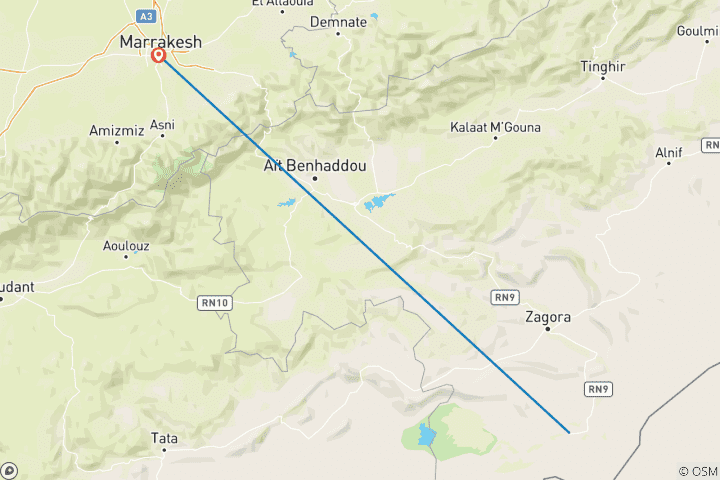 Map of 4 days desert trek and sahara camping