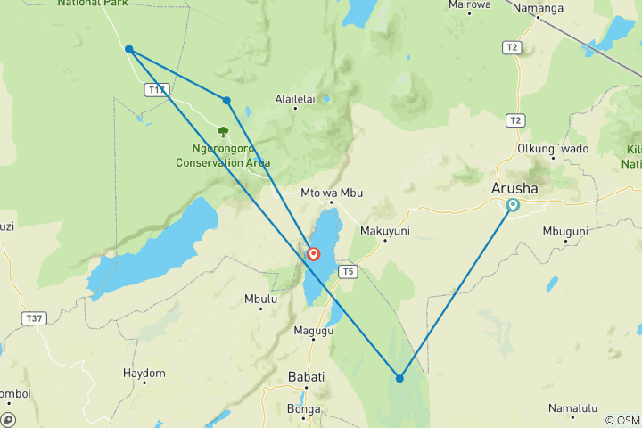 Map of 7 Days Best Great Migration River Crossing Safari