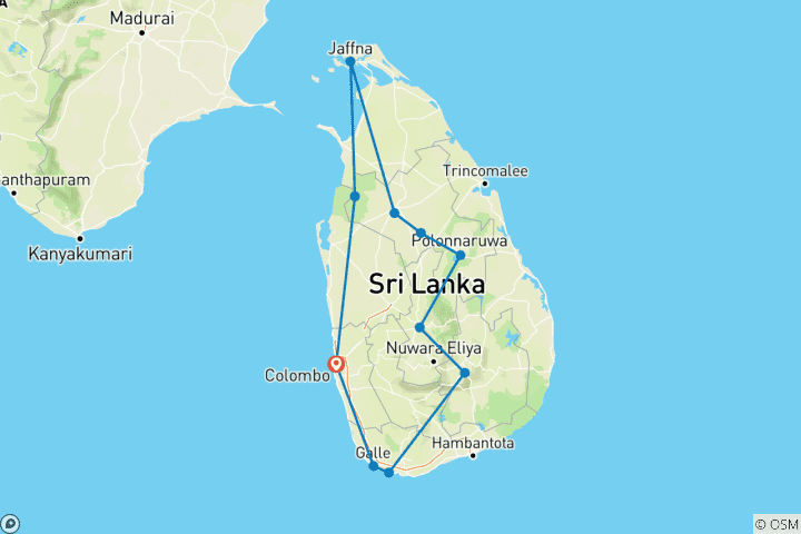 Map of Sri Lanka Intense: Local Living & Nature Highs