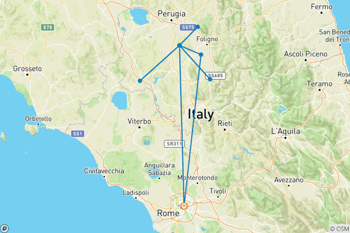 Map of Upgraded - Walking Italy: Rome & Umbria