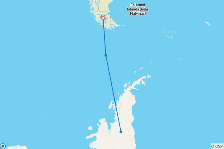 Map of Flight Expedition to the South Pole With Base Camp on the Glacier and Visit to an Emperor Penguin COLONY