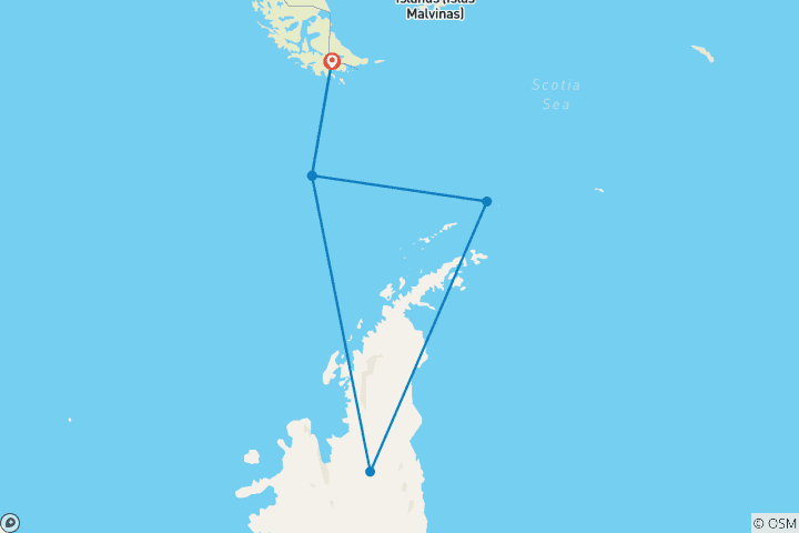 Karte von ANTARKTIS - ELEPHANT ISLAND - WEDDELLMEER - SÜDPOLARKREIS