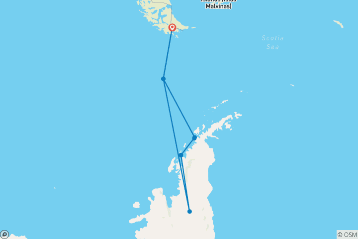 Carte du circuit PÉNINSULE ANTARCTIQUE ET AU-DELÀ DU CERCLE POLAIRE - DÉCOUVERTE DU GRAND SUD
