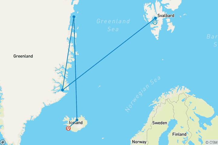 Map of Spitsbergen - North-East Greenland - Iceland