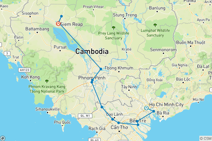 Map of Wonders of Vietnam, Cambodia & the Mekong 2025|2026