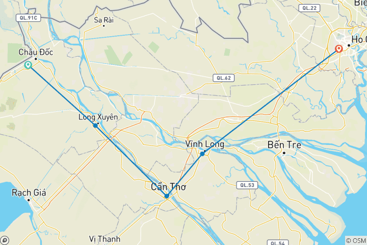 Carte du circuit Cyclisme à la frontière entre le Cambodge et le Vietnam