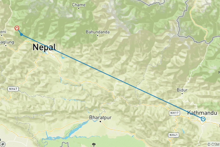 Carte du circuit Trekking Annapurna Kopra Ridge