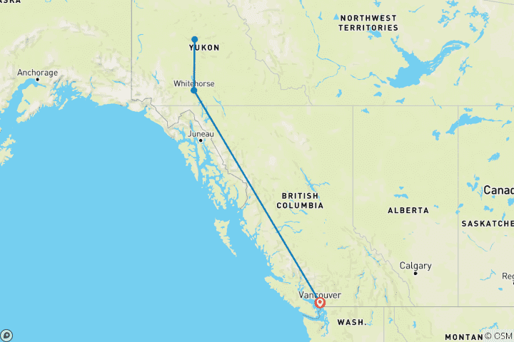 Carte du circuit Yukon et aurores boréales - 4 jours