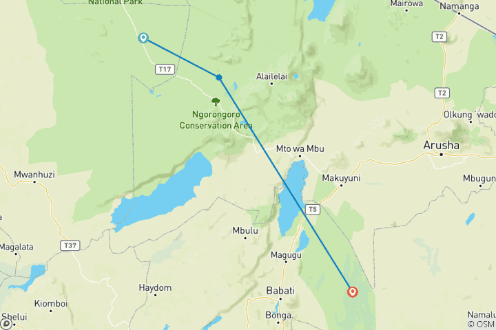 Map of 5 Day Savannah Explorer (Serengeti Migration + Big Five)