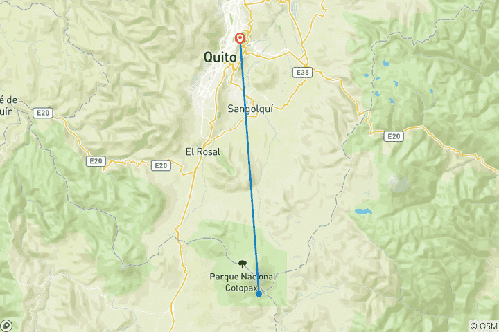 Carte du circuit Journée entière d'exploration du Cotopaxi à cheval - Groupe partagé