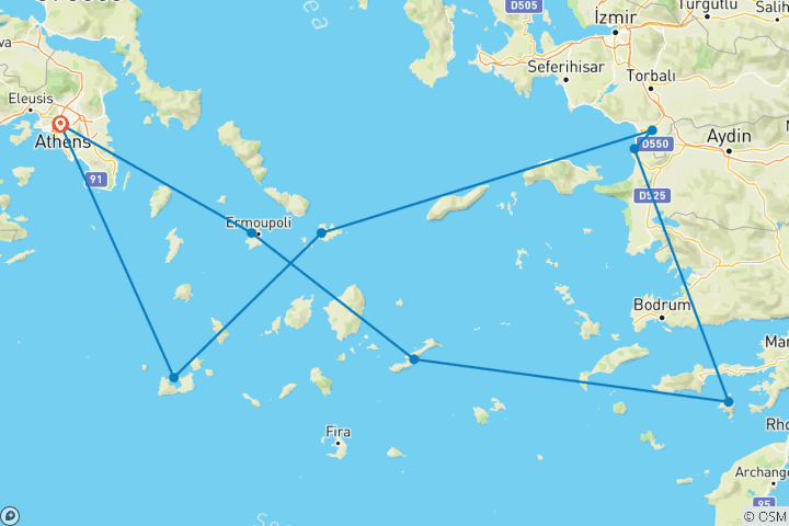 Map of Greek Islands Explorer Athens Return (2025)