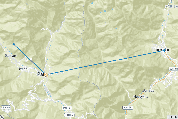 Map of 4 Days : Himalayan Horizons - An Enchanting Journey through Bhutan