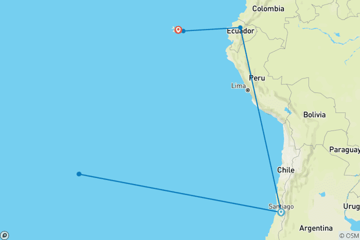 Carte du circuit Paradis naturels en 12 jours : Île de Pâques et Galapagos