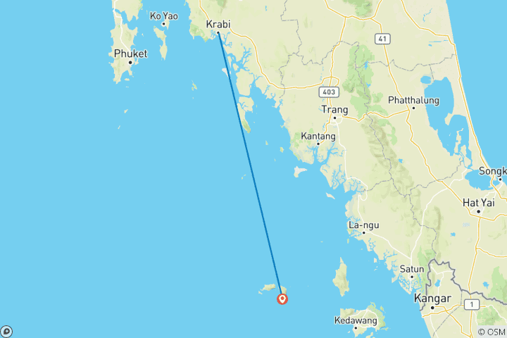 Map of Island hopping Sudthailand (from Krabi)