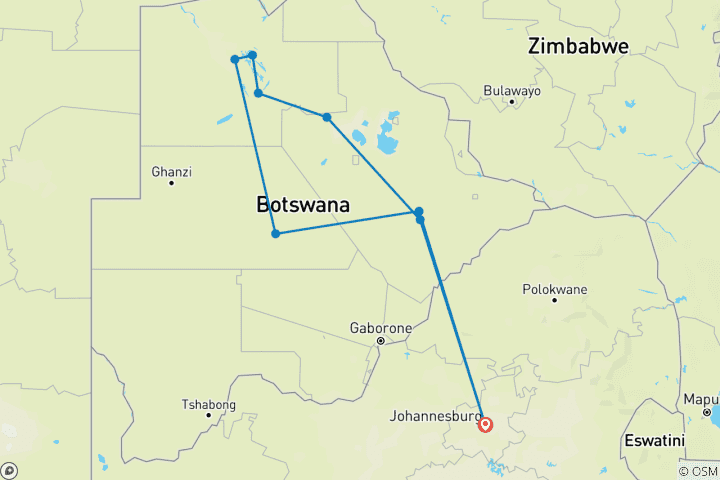 Map of Botswana - Trans Kalahari