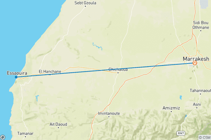 Map of Essaouira Private Day Trip from Marrakech – Atlantic Coast, Scenic Views & Coastal Charm