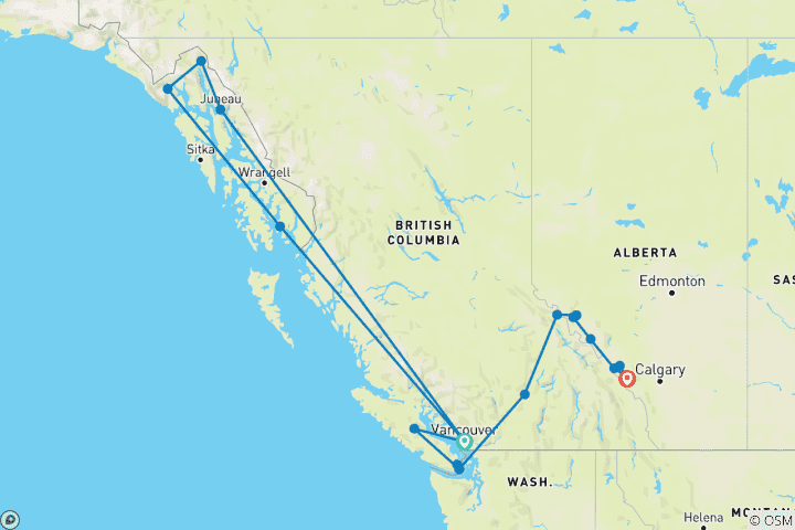 Map of Spectacular Canadian Rockies (Ocean View Cruise)