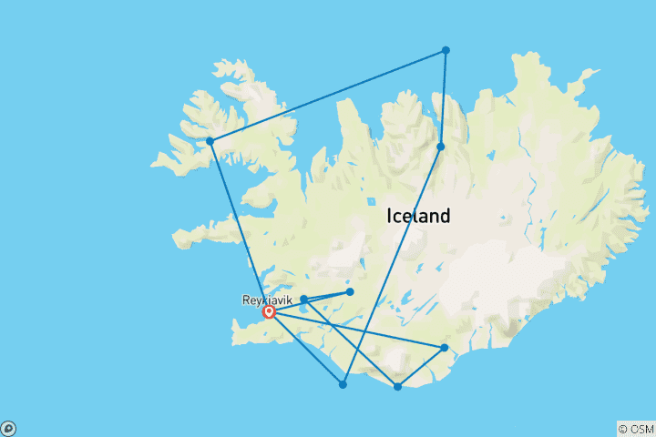 Mapa de Maravillas del Ártico: Islandia y el Círculo Polar Ártico - Viaje en Crucero y por Tierra