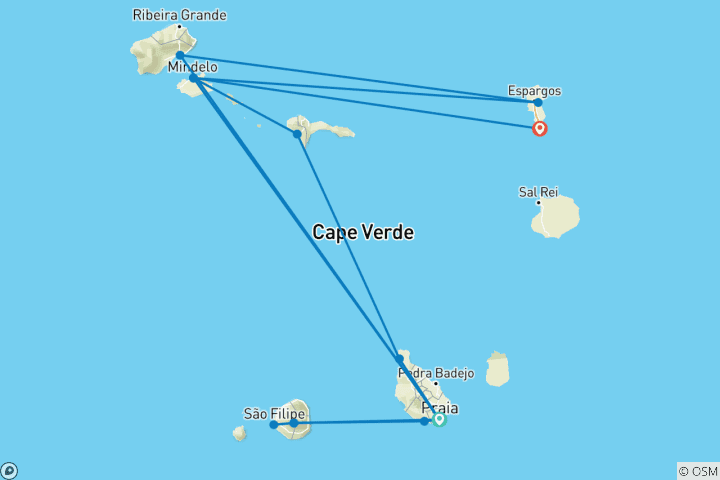 Map of Cabo Verde - 16 days adventure trip