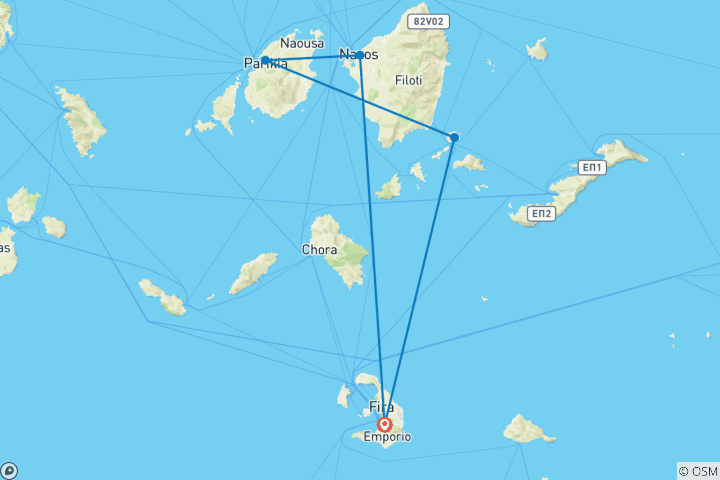 Carte du circuit Circuit des îles Cyclades | Santorin - Naxos - Paros - Koufonissia | Grèce | 9 jours