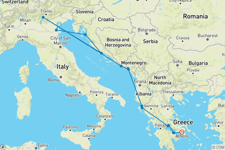 Carte du circuit Icônes de l'Adriatique