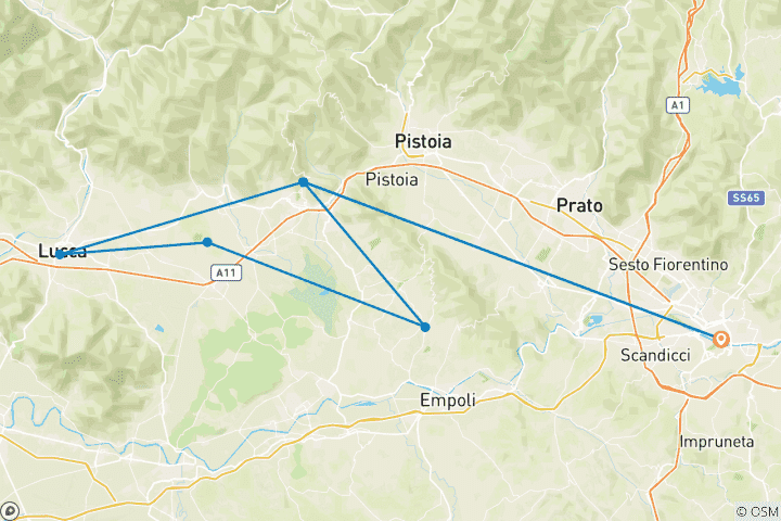 Mapa de Circuito verde por las colinas toscanas: e-biking entre naturaleza, arte y productos típicos