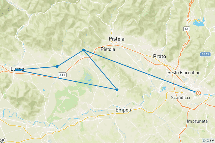 Mapa de Circuito verde por las colinas toscanas: e-biking entre naturaleza, arte y productos típicos