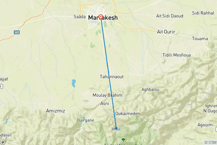 Carte du circuit Journée d'aventure en E-Bike Montagnes de l'Atlas