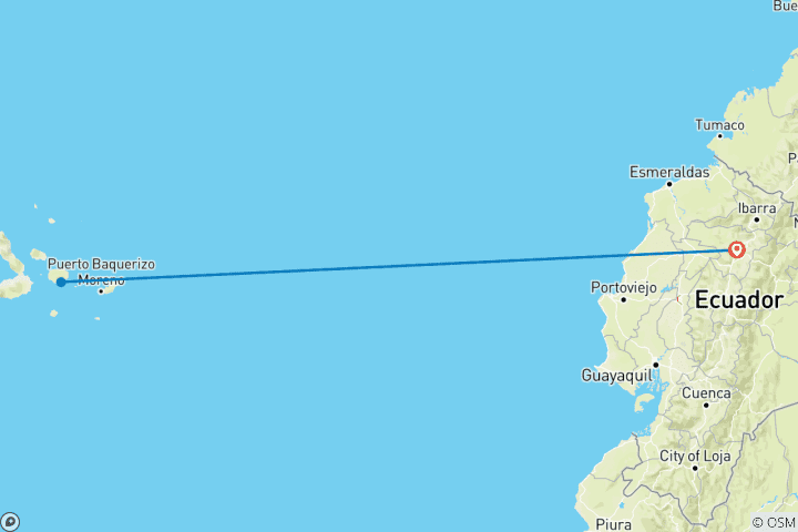 Mapa de 8 días de isla en isla en las Galápagos para viajeros gays