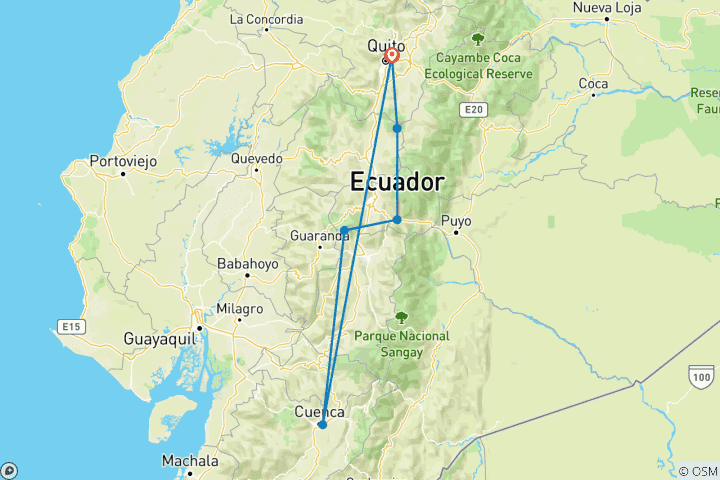 Carte du circuit Circuit en groupe de 9 jours dans les Andes pour les voyageurs homosexuels