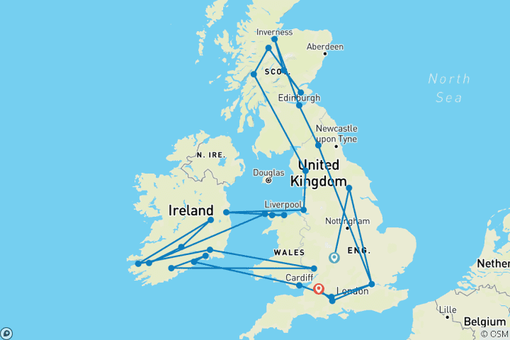 Map of Britain & Ireland Explorer (Small Groups, Summer, 13 Days)