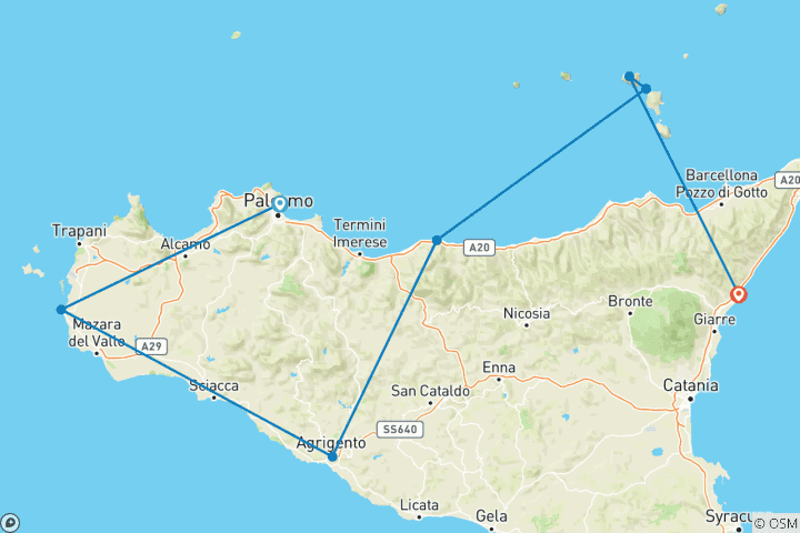 Map of Sicily and Its Isles  (Palermo to Taormina) (2025)