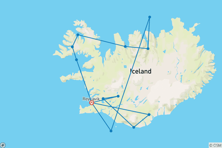 Mapa de Maravillas de Islandia y el Círculo Polar Ártico - Viaje en Crucero y por Tierra