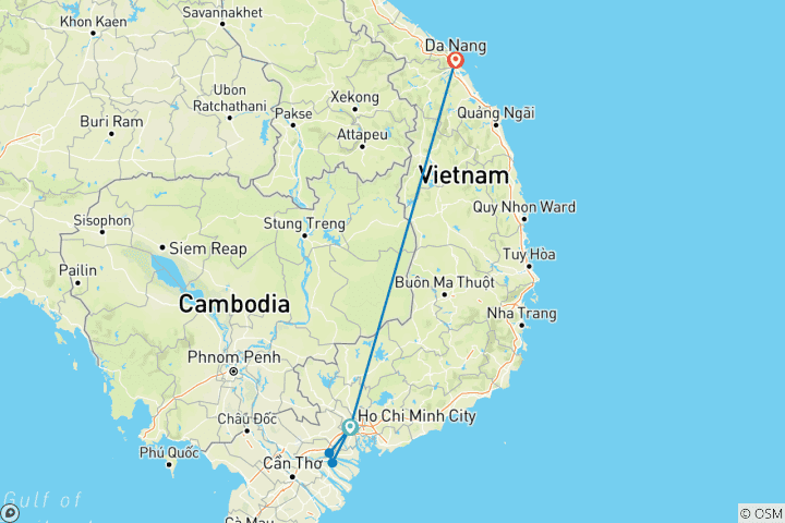 Carte du circuit Les points forts du Vietnam en 6 jours : Ho Chi Minh et Da Nang - Forfait Super Économique